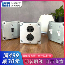 Linsky Lingtian industrial wind switch socket open-mounted wire pipe metal panel galvanized decoration dual control switch