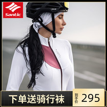Santic Sen Getaway Riding Suit Woman Long Sleeve Blouse Warm Grip Suede Autumn Winter Bike Service Road Car Equipment