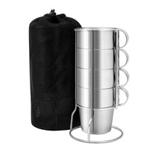 Korea outdoor non-magnetic stainless steel cup 4 jian tao cotton 6-piece Cup picnic insulation anti-scalding coffee cup beer mug