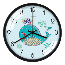 Flying Amoy Mute Clock Cute Cartoon Whale Living Room Bedroom Cartoon Wall Clock Childrens Room Clock Quartz Clock
