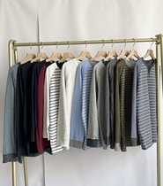 Day single Mens knitted cotton pajama top t-shirt pullover long sleeves casual loose size spring and autumn