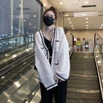 Little Junjun Britney Waffle Knitted Cardigan Womens Early Autumn Dress 2021 New Line Small Fragrant Sweater Jacket