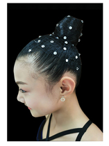 KSFORHAIR Latin professional Latin dance performance childrens dance plate hair net girl with drill invisible black hair net