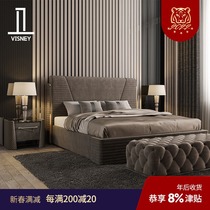 Wei Shili Italian light luxury solid wood double bed master bedroom simple big bed modern high-end furniture combination new C3