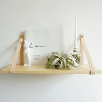 ins Nordic style solid wood belt shelf bookshelf decoration frame word shelf Wall decoration Wall rental room decoration