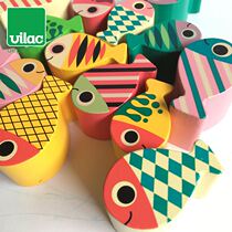 Vilac whale stack color building block fish children balance game Puzzle Wood play parent-child interactive 3 year old ornaments