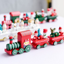 Gangheng Christmas decorations Wooden small train desktop ornaments living room TV cabinet Christmas decoration table