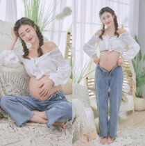 New Korean version of pregnant woman themed clothing for pregnant women Writing True Clothing Photo Photography Fashion Art Photo Clothes