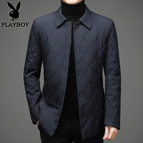 Playboy down cotton jacket mens business winter cotton-padded jacket middle-aged and elderly mens warm cotton-padded coat
