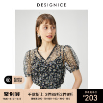 Shopping mall same model diesenis 2021 summer new small shirt Womens color bubble sleeve shirt short sleeve lace shirt Women