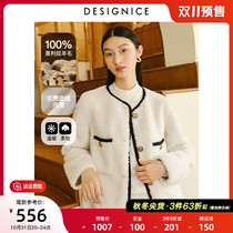 (100% wool) Disney 2022 winter new white lamb wool coat womens grain velvet fur