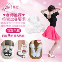 Childrens Latin regulations dance socks white lace dance competition socks performance dance socks 61