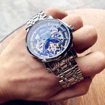 Black Warrior Watch Men Fully Automatic Mechanical Watch Student Business Waterproof Tourbillon Hollowed-out Wrist Watch Brand