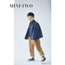 MT childrens clothing boys diamond-shaped plaid short jacket jacket Japanese retro casual cotton coat winter corduroy lapel