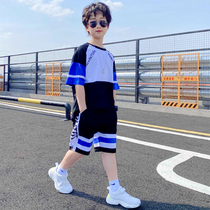 Boy Summer Sports Short Sleeve Suit 2022 New CUHK Childrens Clothing Network Red Handsome Young Ocean Boy Two Sets