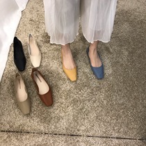 ITSK Shoes Womens Single Shoe Pointed Shallow Mouth 100 Hitch Soft Base Coarse Heels Soft Leather Womens Shoes