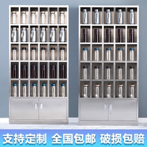 304 stainless steel water cup cabinet staff storage storage cabinet lounge workshop canteen multi-grid dinner plate cupboard customization