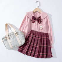 Childrens jk uniform skirt genuine girl suit full set of long sleeves autumn new primary school uniforms autumn pleated skirt