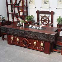 Old boat wood tea table and chair combination full solid wood tea table Home Office tea table tea table set