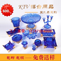 KTV table supplies blue crystal glazed fruit tray rack tissue box ashtray box coffee table new decoration