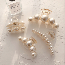 French retro hair catch head Pearl big grab clip girl hair Korean elegant temperament ball head shark clip