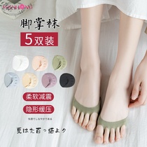 Sole Five Fingers Invisible Toe Socks Child Front Half Cut Socks Jacket Summer Thin sandals High heel Boat Sox Girls pure cotton