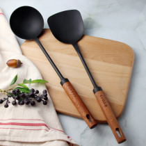 Japan-style Extreme Iron Pan Shovel Home Long Handle Stir-fried Vegetable Iron Shovel Solid Wood Handle With Soup Spoon Large Soup Spoon Domestic Kitchenware