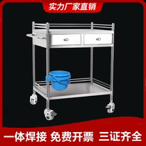 Stainless steel treatment car medical trolley equipment table medical cart rack mobile care truck thickening