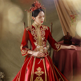Velvet Show Won't suit 2022 new spring and summer wedding bridal gown wedding dress Chinese wedding dress Chinese wind show kimono
