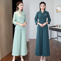 Korean beautician work clothes female beauty salon SPA health club medical beauty autumn and winter New slim suit
