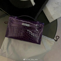 10 30 14:00 All-steel blackcurrant Purple Heart black ke1ly mini generation cowhide crocodile pattern