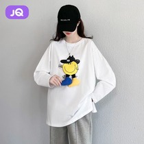 The Jing Unicorn Dress New Long Sleeve T-shirt White Undershirt Blouses Jacket in the Spring and Autumn Covered Butt Loose Spring Dress