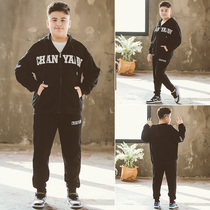 Fat Boy Clothing Boy Spring Clothing Sports Suit Increased Loose Code Clothes Teenagers Cardio-hoodie and hat fashion Two sets