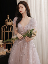 Mengyue) evening dress 2021 New engagement birthday party dress light luxury niche high-end toast