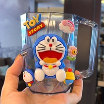 Childrens transparent cartoon mouthwash Cup wall-mounted cute brushing Cup home couple toothbrush cup handle wash cup