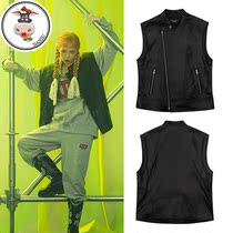 Daniel Korean ADLV Spring and Autumn New 2021 couples black locomotive wind leather vest Korean version of wild tide