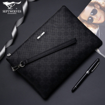 Seven Wolves Mens Hands With Bags Genuine Leather Fashion Handbags Men 2022 New Casual Designer Hand Grip Bag Armpits