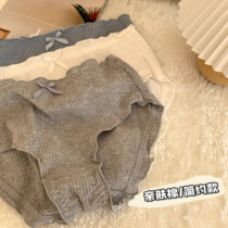 Wild Elephant Shop Plain Plain Cotton Briefs Lady Full Cotton Mid Waist No Mark Breathable Triangle Pants Big Code Loose Comfort
