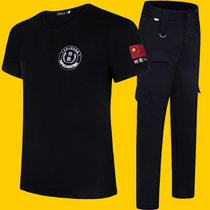 Security uniform Summer short-sleeved security overalls suit Mens summer clothes Security T-shirt Summer black T-shirt