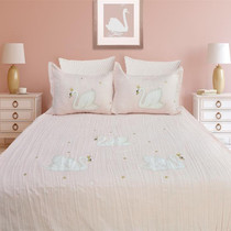 Full cotton embroidered adhesive cloth embroidered three-piece quilt cover 1 m 5 size children single pink blue cartoon pure cotton bed goods