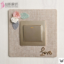 Switch stickers Nordic style non-stick fabric switch protective cover living room bedroom socket creative switch frame decoration