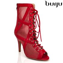 burju-Xiomara red professional High Heel lace-up jazz dance boots heels fish mouth Salsa Latin shoes