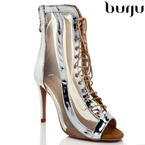 burju-Sierra Silver High heels Jazz Dance Boots Jennifer Lopez Same heels Dance Shoes