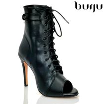 burju-Moment black heels jazz boots lace-up heels Latin dance shoes