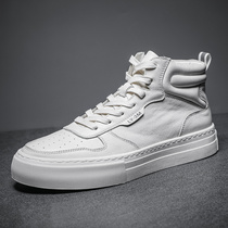 Mens shoes 2021 new autumn high-top mens casual trend white leather small white shoes cotton shoes high-top shoes