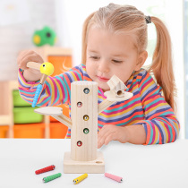 Childrens fishing childrens toy magnetic Woodpecker to catch caterpillar baby puzzle 1-2-3-6-year-old boy Early Education