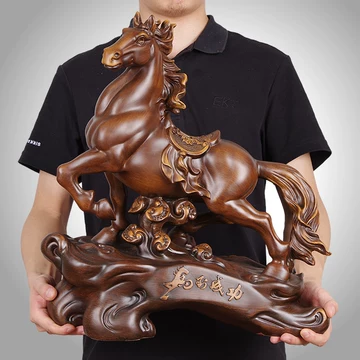 明/宣德年 唐銅 【馬到成功】馬置物 写実彫刻 高22cm AI11K32D 工艺品