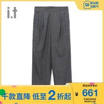 it izzue womens straight tube trousers winter commuter fashion loose flanging ankle 6156F0F