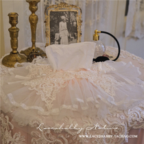 Folding light luxury cute French retro beading light luxury lace laceshabby home car paper pumping tissue set