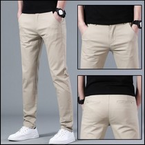 Trend non-iron casual pants mens autumn business slim-legged trousers Korean version of elastic khaki mens pants kz